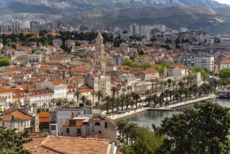 City view Split with Riva Promenade, Cathedral of St. Domnius and Diocletian's Palace in Split,