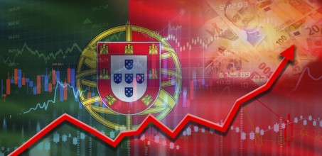 Portugal financial growth on market graph. Portugal economic growth on financial graph