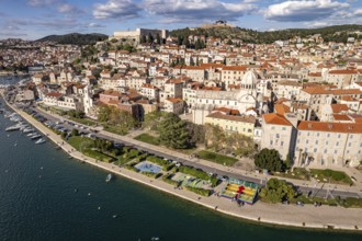 City view of Sibenik seen from the air, Croatia, Europe