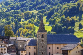 Church of Sainte-Euphemie, mountain village of Vissoie, Val d'Anniviers, Valais Alps, Canton