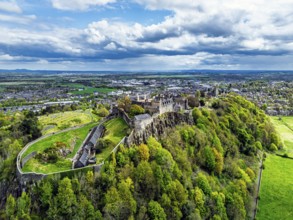 Stirling Castle from a drone, Stirling, Scotland, England, United Kingdom, Europe