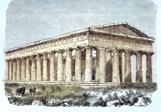The Temple of Poseidon in Paestum, Campania, Italy, 1870 / Der Poseidontempel in Paestum,