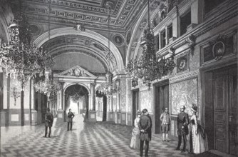 Ballroom in the Imperial Palace in Strasbourg, 1890, France, digital reproduction of an original