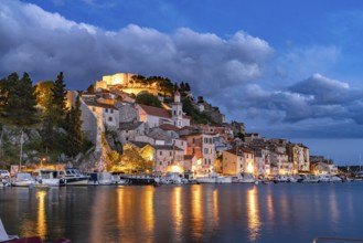 City view of Sibenik at dusk, Croatia, Europe