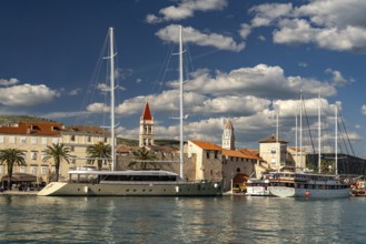 Cruise ships in front of the old town centre of Trogir, Croatia, Europe