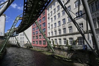 Suspension railway over the Wupper, Elberfeld district, Wuppertal, Bergisches Land, North