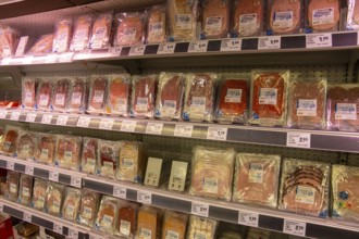February 2024: Sausage products in the supermarket