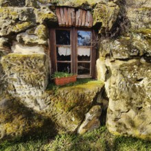 Cave flats in Langenstein, district of Halberstadt, Harz county, Saxony-Anhalt, Germany, Europe