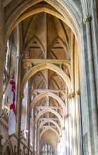 Vaulted roof ceiling inside Bristol cathedral church, Bristol, England, UK