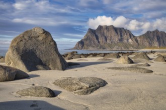 Stones on Uttakleiv beach, Leknes, Nordland, Lofoten, Norway, Europe