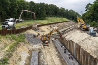 Renaturalisation work on the Boye, Emscher tributary, now sewage-free, the wastewater flows in the