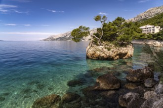 The landmark Brela stone or Kamen Brela on Punta Rata beach near Brela, Croatia, Europe