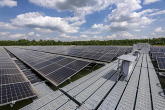 Germany's largest floating solar power plant on the Silbersee III, a quarry pond no longer used for