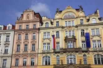 Historic houses on the Old Town Square, Prague, Czech Republic, Europe