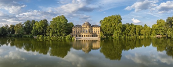 Lake Castle Monrepos reflected in Lake Eglosheim, Aerial view, Panorama, Ludwigsburg,