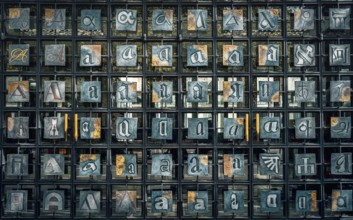 Entrance door with alphabet at the Central and State Library, Berlin, Germany, Europe