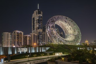 Museum of the Future by night, Dubai, United Arab Emirates, Asia
