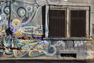 Graffiti on houses, Timisoara, Timisoara, Banat, Romania, Europe