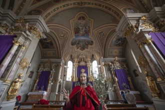 Palmesel decorated for the Palmesel procession, tradition since the 18th century, Parish Church of