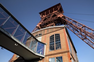 Headframe of the former Rheinpreussen 4 mine, Moers, Ruhr area, North Rhine-Westphalia, Germany,