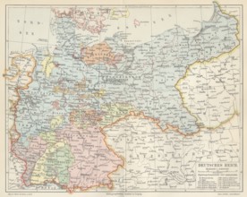 Historical postcard, picture postcard, German Reich, map around 1938, with Silesia and Prussia,
