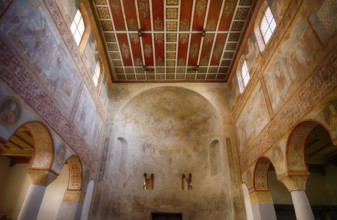 Interior view, western apse, nave, wall painting, ceiling painting, parish church of St George,