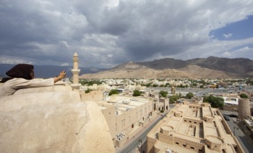 Nizwa city view from the Nizwa fortress, ad-Dachiliyya region, Oman, Asia