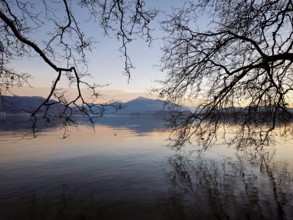 Sunset at Lake Zug, Rigi in the background, Cham, Canton Zug, Switzerland, Europe