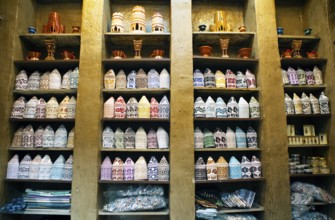 Shop for kumma or traditional caps in the souk or soug or market in the old town of Nizwa,