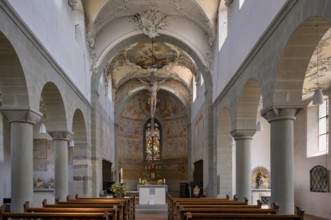 Interior view, choir, altar, collegiate church Sankt Peter und Paul, Niederzell, Insel Reichenau,