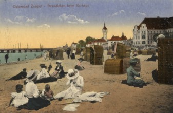 Historical postcard, picture postcard, Baltic seaside resort of Sopot, today Sopot, Pomerania,
