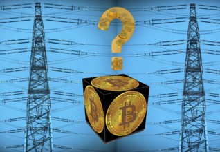 Symbolic image, Bitcoin questionable due to extreme energy demand, stock market prices, insecure