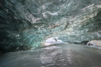 Glacier cave, ice cave, Morteratsch Glacier, Engadin, Grisons, Switzerland, Europe