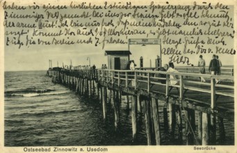 Historical postcard, picture postcard, Baltic resort Zinnowitz on Usedom, Mecklenburg-Vorpommern,