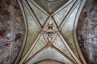 Interior view, vaulted ceiling, ceiling frescoes, ceiling painting, Sylvester Chapel, Cathedral of