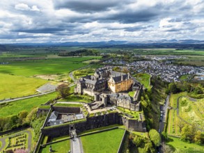 Stirling Castle from a drone, Stirling, Scotland, England, United Kingdom, Europe