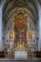 Interior view of the choir, altar, Cathedral of Our Lady, Constance, Baden-Württemberg, Germany,