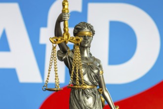 Justitia in front of the AfD logo (symbolic image) . The Office for the Protection of the