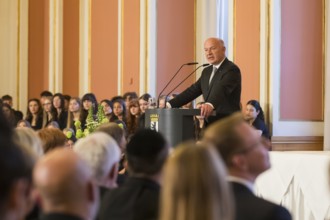 Kai Wegner, Governing Mayor of Berlin, speaks at the commemorative event organised by the Senate