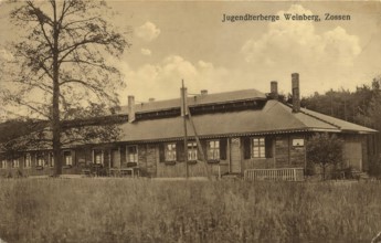Historical postcard, picture postcard, youth hostel Zossen, Brandenburg, Germany, digitally