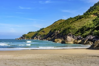 Deserted Bonete beach on the island of Ilhabela on the northern coast of the state of Sao Paulo,