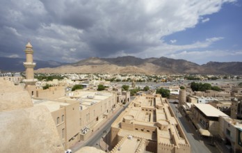 Nizwa city view from the Nizwa fortress, ad-Dachiliyya region, Oman, Asia