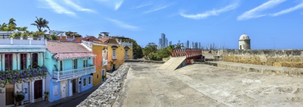 Columbia, Unesco site, colorful Cartagena Walled City Cuidad Amurrallada in historic city center