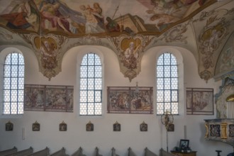 Frescoes in the Church of St Laurentius and Agatha, Frankenhofen, Kaltental, Ostallgäu, Bavaria,