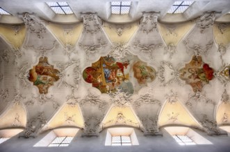 Interior view, ceiling painting, ceiling fresco, collegiate church Sankt Peter und Paul,