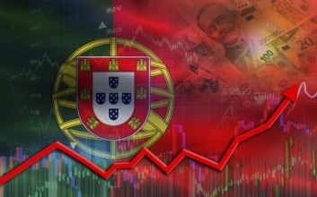 Portugal economic growth on financial graph. Portugal financial growth on market graph