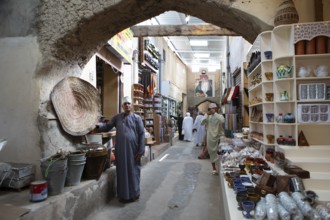 Souk or Soug or market in the old town of Nizwa, ad-Dachiliyya region, Oman, Asia