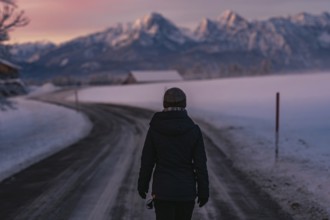 Winter landscape in the Allgäu near Halblech at sunrise