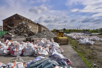 Demolition work on a former barracks, Augsburg, Bavaria, Germany, Europe
