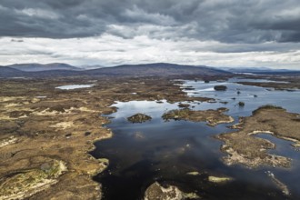 Rannoch Moor from a drone over Loch Ba and Loch of the Armpit, A82 Highland Way, Argyll and Bute,